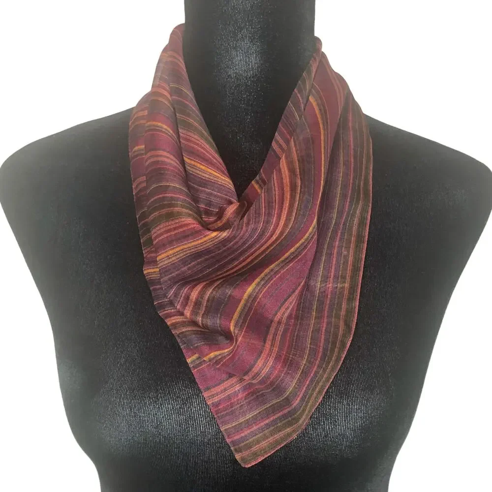 NY & CO Burgundy Striped Sheer Scarf